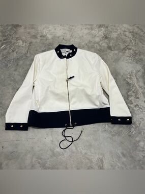 St John Sport Jacket Front Zip Cotton Blend Cropped Size Small Dog Show